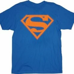 Changes Superman Orange Shield Logo Blue Adult T-shirt Tee Shirts / Tops