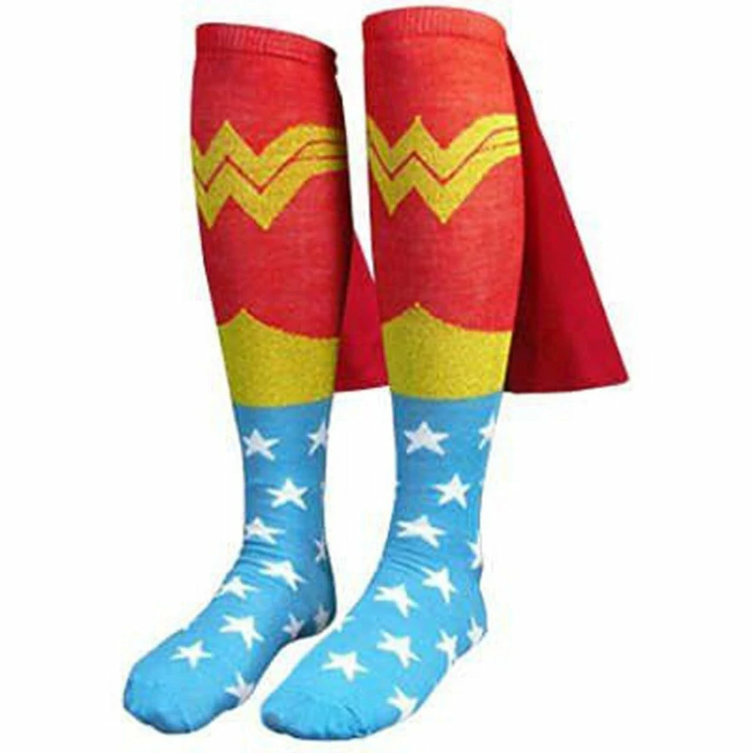 Bioworld Womens Knee High Wonder Woman Cape Sock Socks 3 Bioworld Womens Knee High Wonder Woman Cape Sock Socks