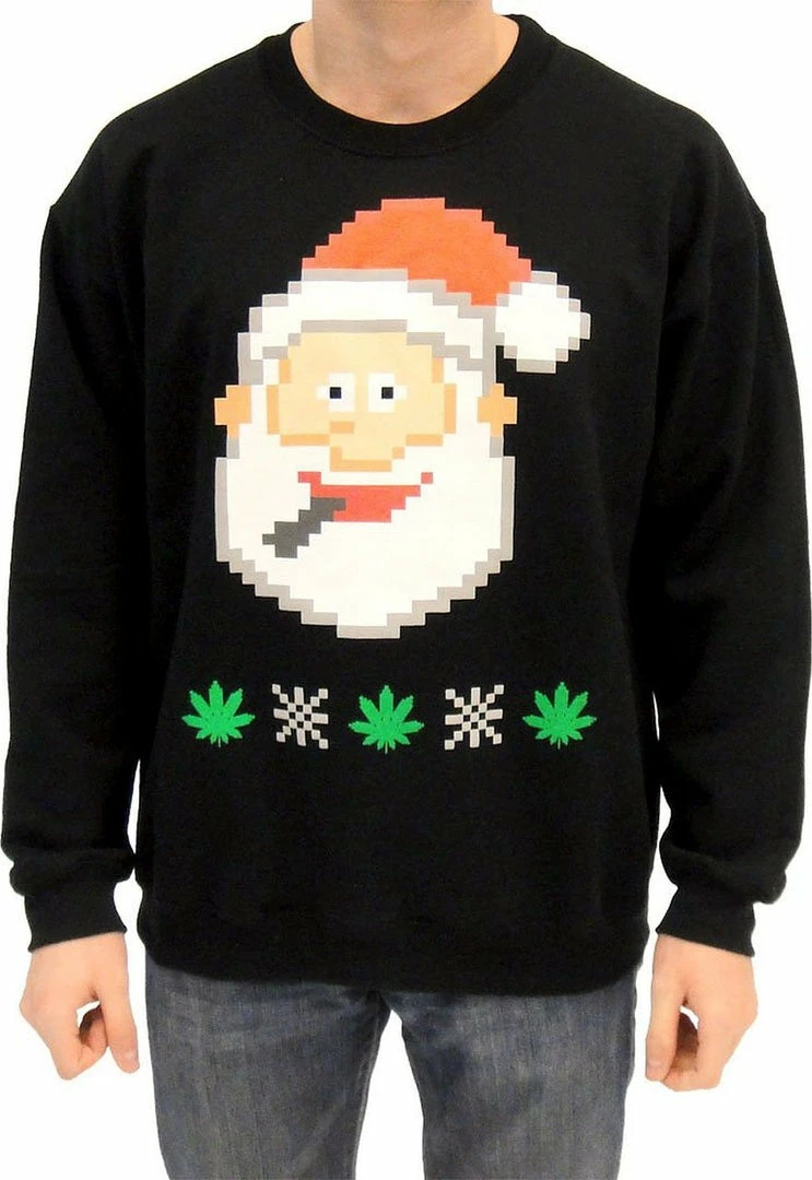 Costume Agent Sweaters & Sweatshirts Santa Claus Smoking Marijuana 8-Bit Sweatshirt 3 Costume Agent Sweaters & Sweatshirts Santa Claus Smoking Marijuana 8-Bit Sweatshirt