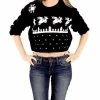 Costume Agent Ugly Christmas Flying Reindeer Women's Crop Sweatshirt