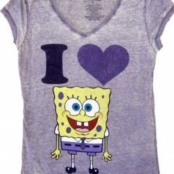 Awake Spongebob SquarePants I Love Heart Spongebob V-Neck T-shirt