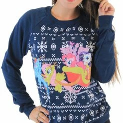 Mighty Fine My Little Pony Group Sleigh Ride Snowflakes Juniors Navy Sweatshirt Sweaters & Sweatshirts 5 Mighty Fine My Little Pony Group Sleigh Ride Snowflakes Juniors Navy Sweatshirt Sweaters & Sweatshirts