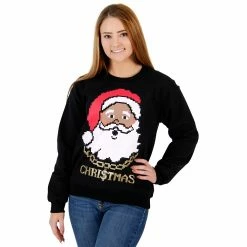 Life Clothing Black Santa Claus With Chain Ugly Christmas Sweatshirt Sweaters & Sweatshirts