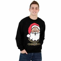 Life Clothing Black Santa Claus With Chain Ugly Christmas Sweatshirt Sweaters & Sweatshirts