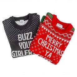 Costume Agent Sweaters & Sweatshirts Buzz Your Girlfriend Woof Ugly Christmas Sweater