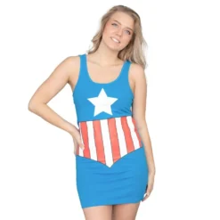 Trevco Captain America Blue Tunic Tank Dress Dresses / Leggings 8 Trevco Captain America Blue Tunic Tank Dress Dresses / Leggings