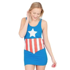 Trevco Captain America Blue Tunic Tank Dress Dresses / Leggings 9 Trevco Captain America Blue Tunic Tank Dress Dresses / Leggings