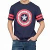 Trevco Captain America Distressed Shield Striped Sleeves T-shirt