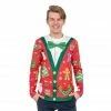 Costume Agent Christmas Cardigan With Bow Tie Ugly T-Shirt