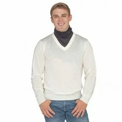 Costume Agent MOVIES Crazy Cousin White V-Neck Sweater With Black Dickey