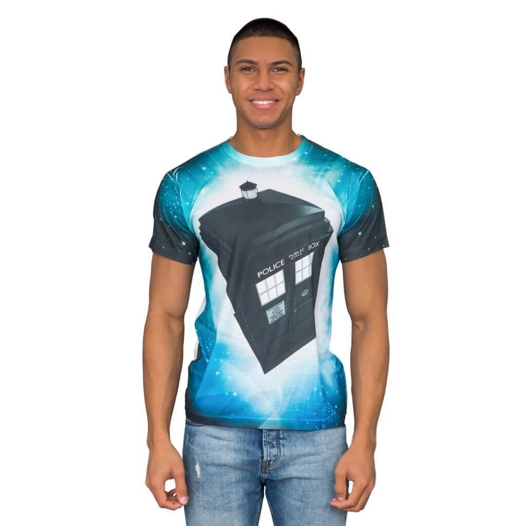 Ripple Junction Shirts / Tops Doctor Who TARDIS Glowing Stars Sublimation T-Shirt 3 Ripple Junction Shirts / Tops Doctor Who TARDIS Glowing Stars Sublimation T-Shirt