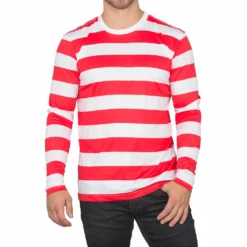 Costume Agent Halloween Costume Waldo Robber Striped Long Sleeve Shirt