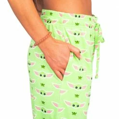 TVStoreOnline Star Wars Baby Yoda And Frogs Pajamas Green Lounge Pants