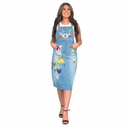Costume Agent Uptown Girls Overall Embroidered Denim Dress Womens Halloween Costume Cosplay NEW ARRIVALS