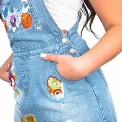 Costume Agent Uptown Girls Overall Embroidered Denim Dress Womens Halloween Costume Cosplay NEW ARRIVALS
