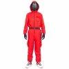 Costume Agent Squid Costume Red Jumpsuit With Mask Belt And Gloves Halloween Cosplay Squid Game