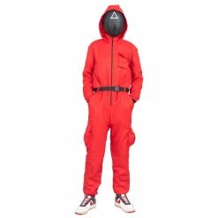 Costume Agent Squid Costume Red Jumpsuit With Mask Belt And Gloves Halloween Cosplay Squid Game 12 Costume Agent Squid Costume Red Jumpsuit With Mask Belt And Gloves Halloween Cosplay Squid Game