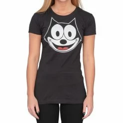 Life Clothing Women's Shirts Felix The Cat Face Outline T-shirt