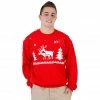 Costume Agent Sweaters & Sweatshirts Ugly Christmas Humping Reindeer & Pine Trees 8-Bit Red Sweatshirt