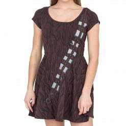 Mighty Fine I Am Chewbacca Juniors Brown Skater Dress