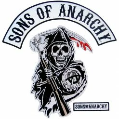 Piston Clothing Sons Of Anarchy Text And Arched Reaper Logo Patch Set Action / Drama