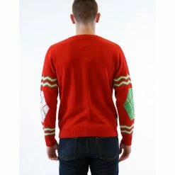 Costume Agent Sweaters & Sweatshirts Candy Canes Button Up Ugly Sweater With Bowtie