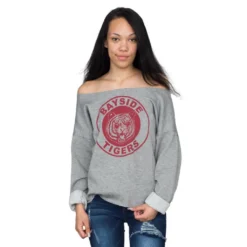 Art Box Sweaters & Sweatshirts Kelly Kapowski Bayside Tigers Off The Shoulder Sweatshirt