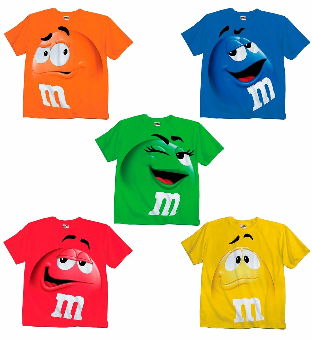 ERE Distribution Center M&M's Candy Silly Character Face Adult T-Shirt Shirts / Tops 3 ERE Distribution Center M&M's Candy Silly Character Face Adult T-Shirt Shirts / Tops