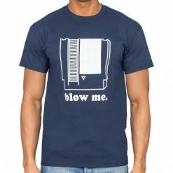 Art Box GAMES Nintendo Blow Me Navy Adult T-shirt