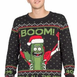 Ripple Junction Rick And Morty Boom! PickleRick Adult Ugly Christmas Sweater Sweaters & Sweatshirts