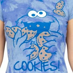 Mighty Fine Sesame Street Cookie Monster Nom Nom Cookies Tie-Dye T-Shirt