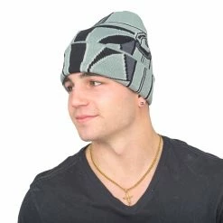 Concept One Star Wars Mandalorian Beanie Hat And Mask Helmet Grey