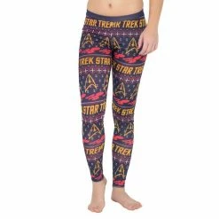 Mighty Fine Star Trek Command Ugly Christmas Pattern Leggings