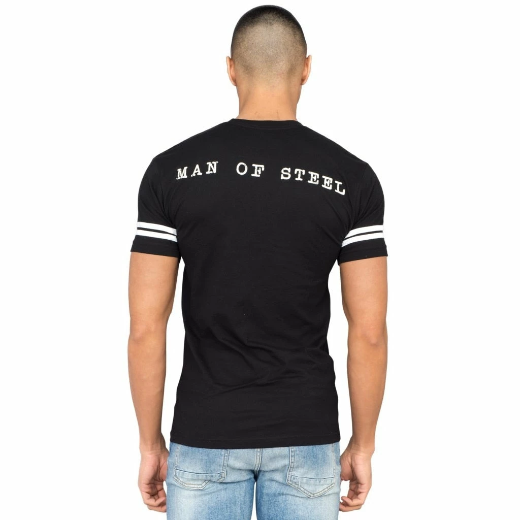 Kids Republic Superman Distressed Logo With Striped Sleeves T-shirt 5 Kids Republic Superman Distressed Logo With Striped Sleeves T-shirt