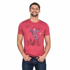 Junk Food Superman Ladies Think I'm Fly Vintage Inspired Lava T-shirt