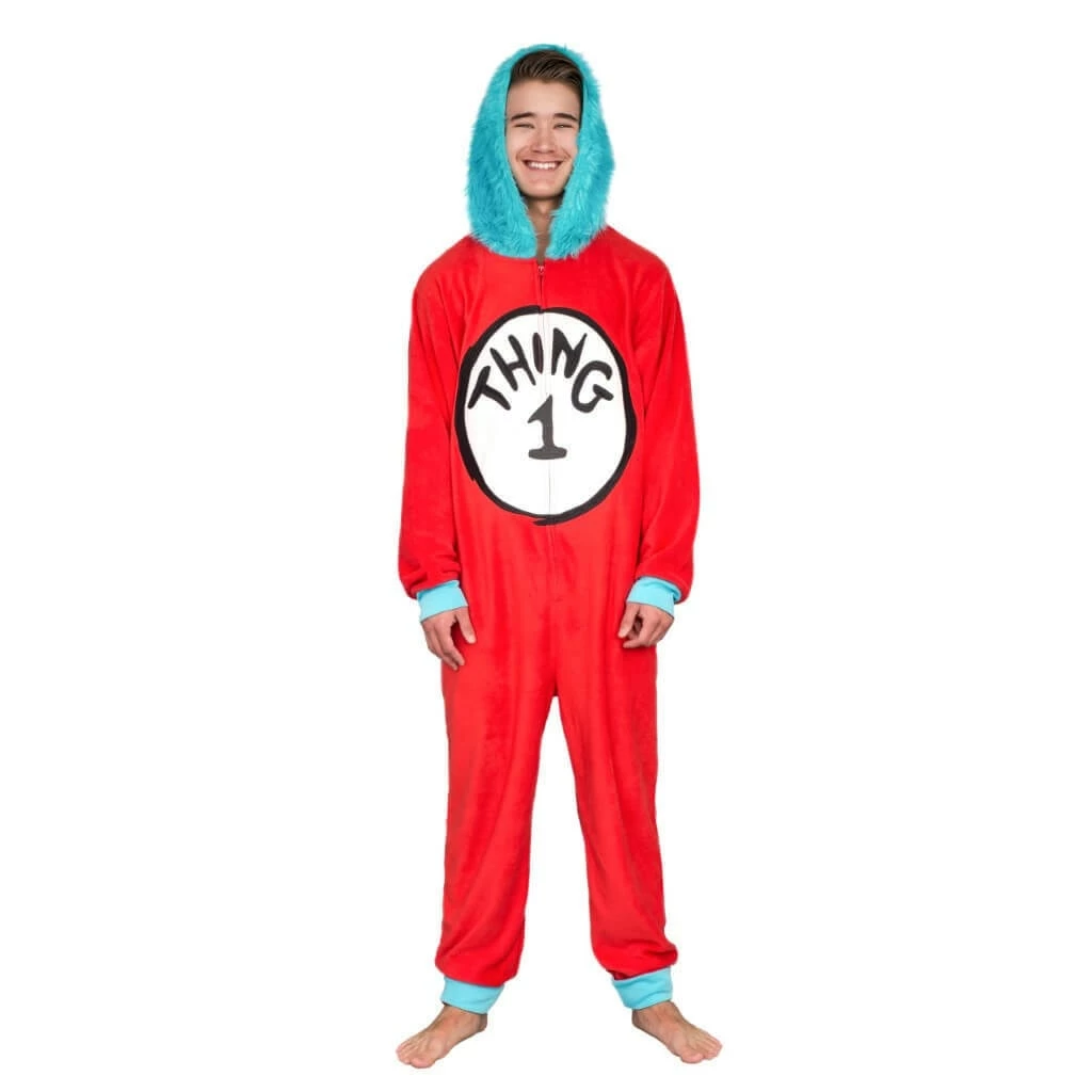MJC Thing 1 To 6 Interchangeable Patches Adult Union Suit Pajamas / Underwear 3 MJC Thing 1 To 6 Interchangeable Patches Adult Union Suit Pajamas / Underwear