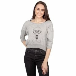 Fifth Sun Tweety Bird Chick With Brains Cropped Sweatshirt