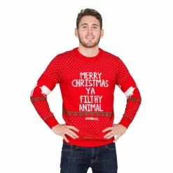 Costume Agent Ugly Christmas Sweater Merry Christmas Ya Filthy Animal Sweaters & Sweatshirts