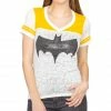 Junk Food Shirts / Tops Vintage Batman Logo Juniors Burnout T-shirt With Striped Sleeves