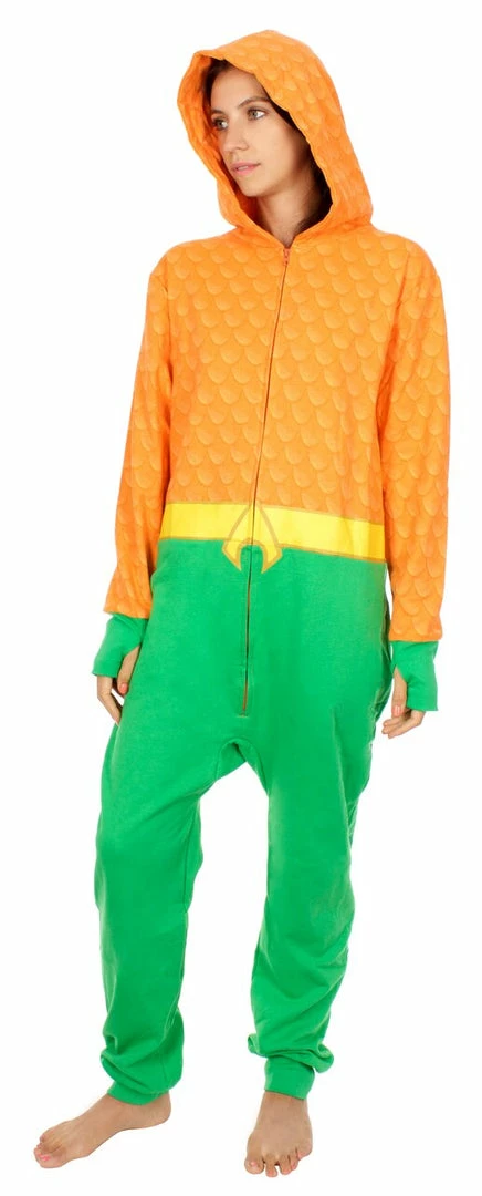 Underboss Aquaman Uniform Hooded One Piece Pajama Pajamas / Underwear 3 Underboss Aquaman Uniform Hooded One Piece Pajama Pajamas / Underwear