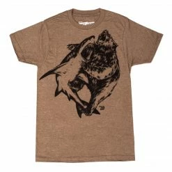 Ames Bros Shark Vs. Bear Heather Brown Adult T-shirt