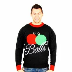 Costume Agent Balls Holiday Ornaments Tacky Ugly Christmas Xmas Sweater