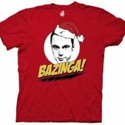Ripple Junction Men's Shirts Sheldon Cooper Bazinga Santa Hat Adult T-Shirt