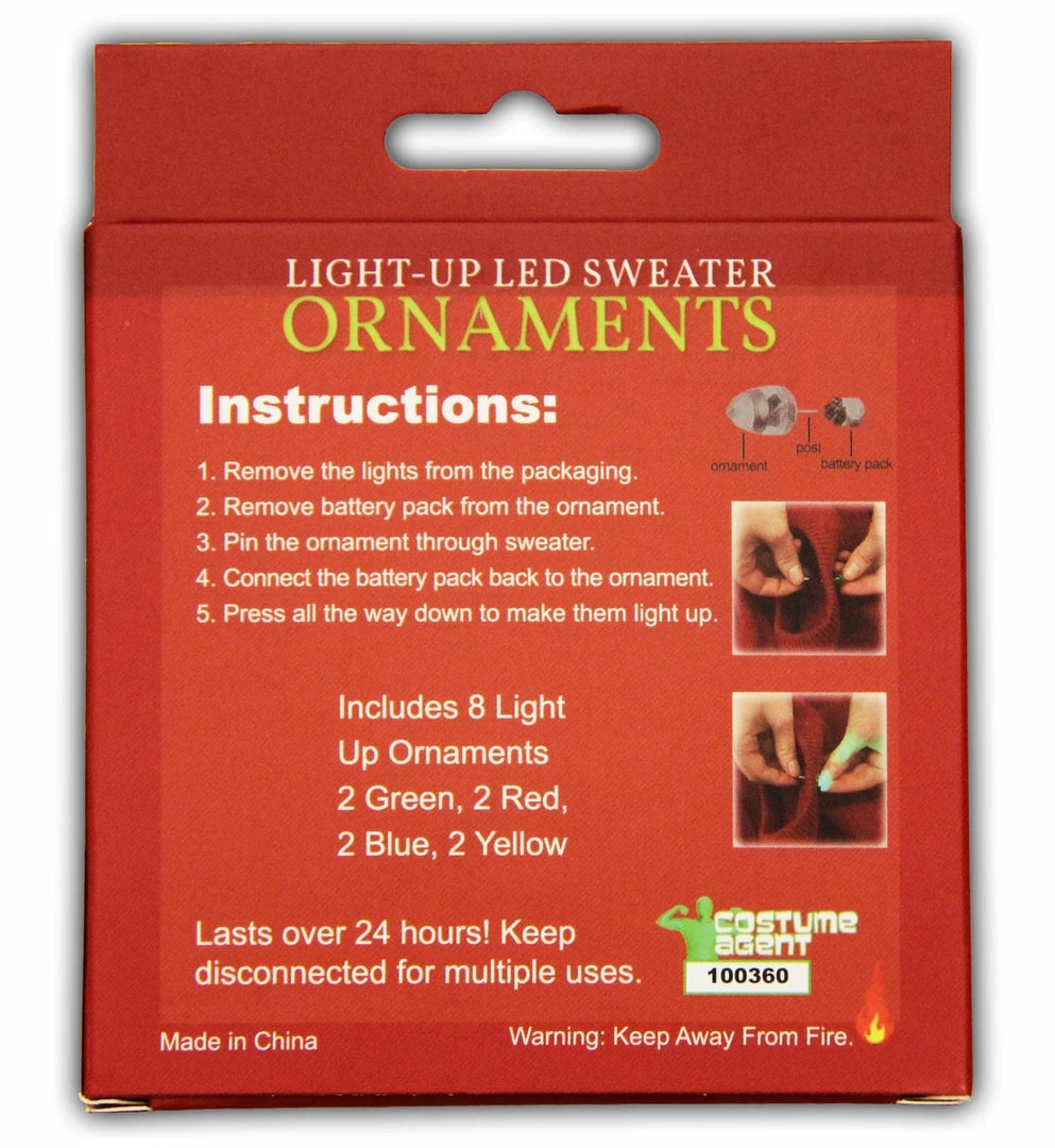 Costume Agent Light-Up LED Ugly Christmas Sweater Ornaments 6 Costume Agent Light-Up LED Ugly Christmas Sweater Ornaments