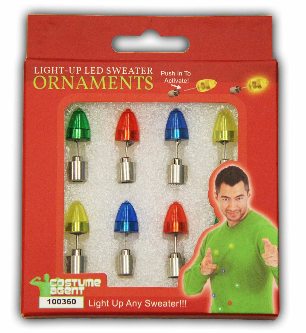 Costume Agent Light-Up LED Ugly Christmas Sweater Ornaments 3 Costume Agent Light-Up LED Ugly Christmas Sweater Ornaments