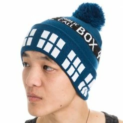 Bioworld Police Box Public Call Tardis Pom Beanie Beanies