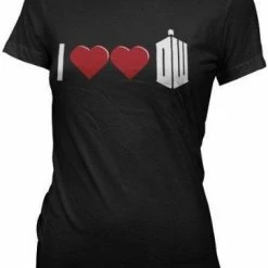 Ripple Junction I Double Heart Dr. Who JuniorsT-Shirt Shirts / Tops