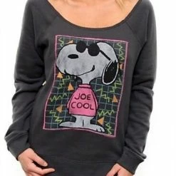 Junk Food Shirts / Tops Joe Cool Off The Shoulder Fleece Long Sleeve Sweatshirt