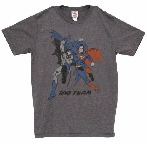 Junk Food Shirts / Tops Batman And Superman Tag Team Vintage Inspired T-Shirt 3 Junk Food Shirts / Tops Batman And Superman Tag Team Vintage Inspired T-Shirt