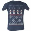 American Classics Men's Shirts Merry Christmas Snowmen And Snowflakes 8-Bit Adult Navy T-shirt